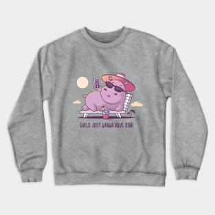 Hippo on the Beach Crewneck Sweatshirt